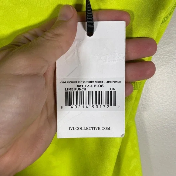 NWT IVL COLLECTIVE  High Waist Hydrasculpt Bike Shorts Neon Lime Womens 6 - Picture 6 of 9